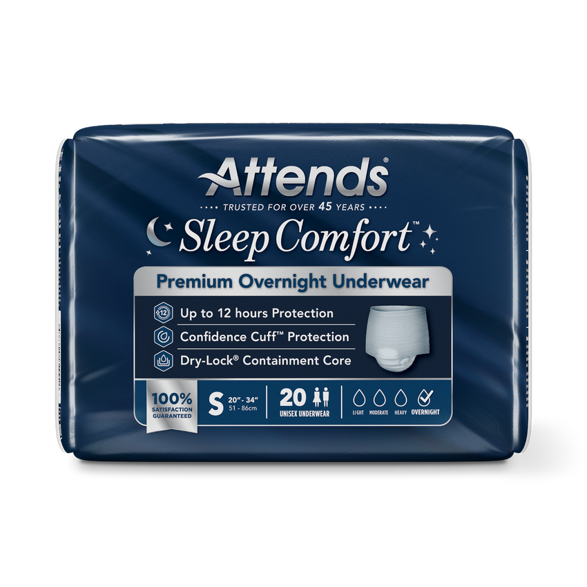 Attends Sleep Comfort Premium Overnight Underwear, Small