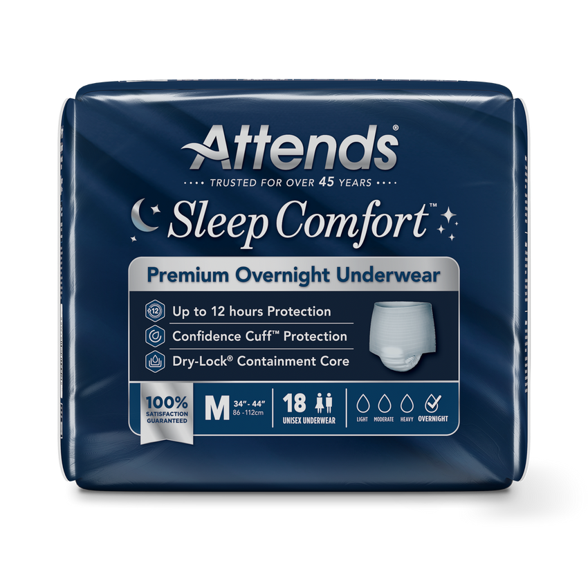 Attends Sleep Comfort Premium Overnight Underwear, Medium