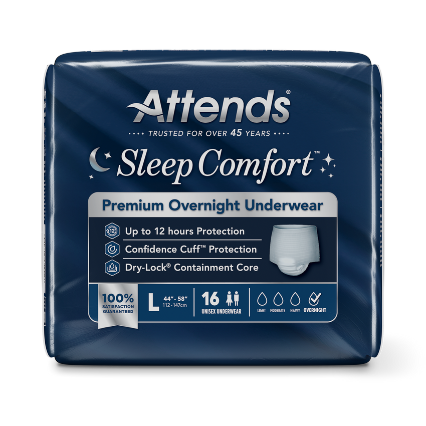 Attends Sleep Comfort Premium Overnight Underwear, Large