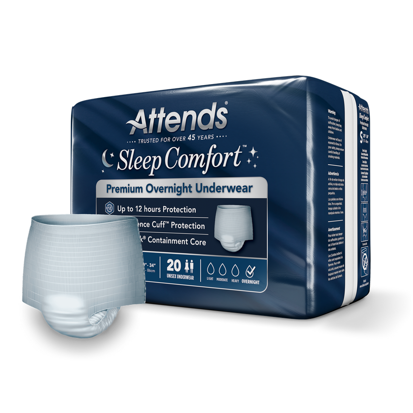 Attends Sleep Comfort Premium Overnight Underwear, Small
