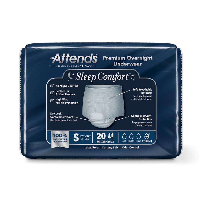 Attends Sleep Comfort Premium Overnight Underwear, Small
