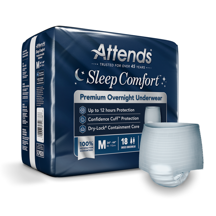 Attends Sleep Comfort Premium Overnight Underwear, Medium