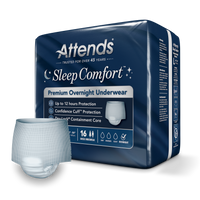 Attends Sleep Comfort Premium Overnight Underwear, Large