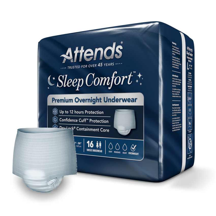 Attends Sleep Comfort Premium Overnight Underwear, Large