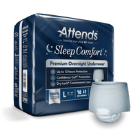 Attends Sleep Comfort Premium Overnight Underwear, Large