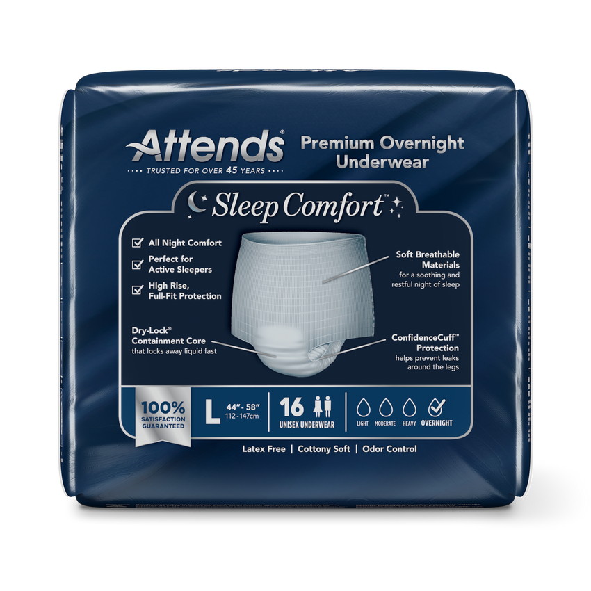 Attends Sleep Comfort Premium Overnight Underwear, Large