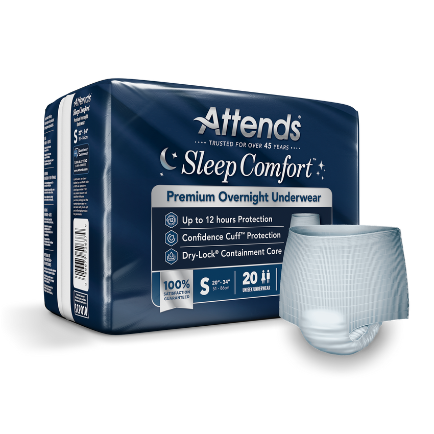 Attends Sleep Comfort Premium Overnight Underwear, Small