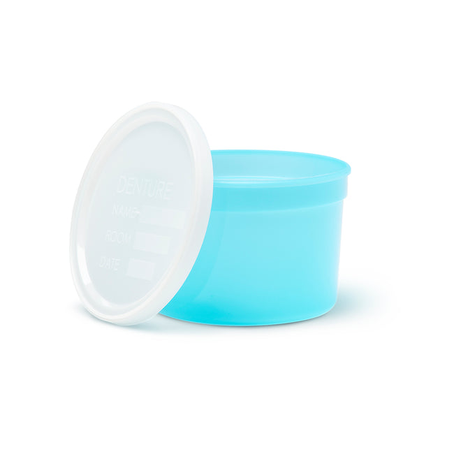 Alliance Single-Use Plastic Denture Cup with Lid Cup Blue