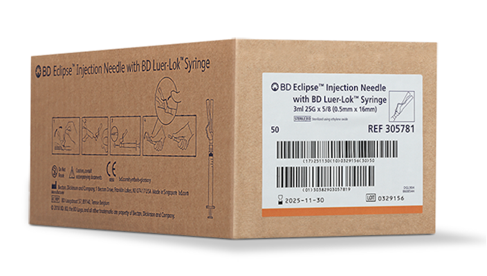BD Eclipse Syringe with Safety Needle 3cc 25 G x 5/8"