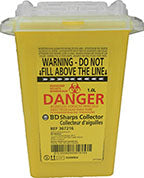 BD Eclipse 1.0 Phlebotomy Sharps Container 1L Yellow