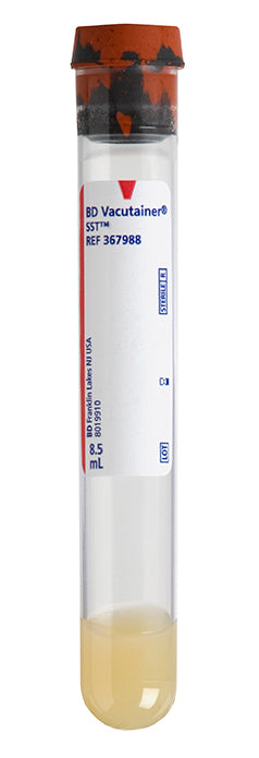 BD Vacutainer SST Tube with Hemogard Closure 8.5 mL 16 x 100 mm Plastic Tube Red/Grey