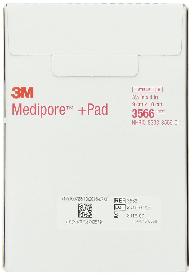 3M Medipore +Pad Sterile Porous Adhesive Dressing; 3.5" x 4"