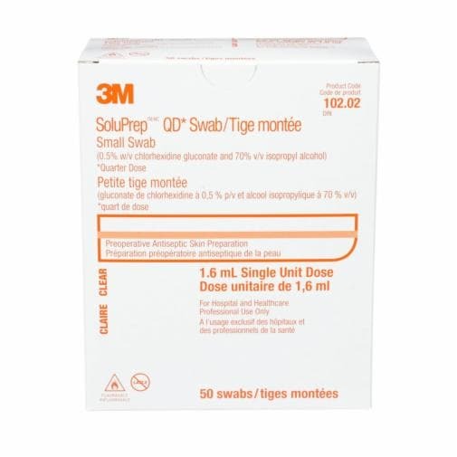 SoluPrep QD IV Swab with 0.5% Chlorhexidine and 70% Alcohol Small 1.6 mL Clear