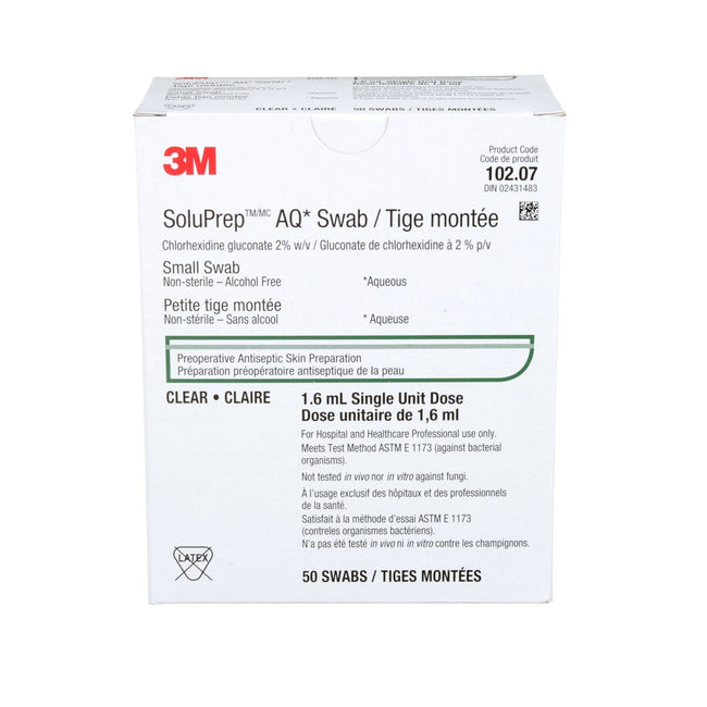 SoluPrep AQ Swab with Aqueous Chlorhexidine 2% Alcohol-free Small 1.6 mL 5cm x 6 cm