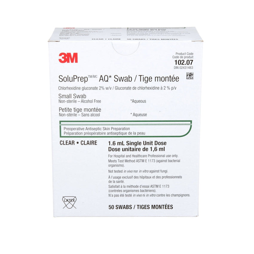 SoluPrep AQ Swab with Aqueous Chlorhexidine 2% Alcohol-free Small 1.6 mL 5cm x 6 cm