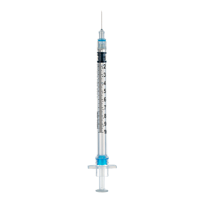 Sol-Care Snap Syringe with Fixed Safety Needle 1cc  27G x 1/2" Grey