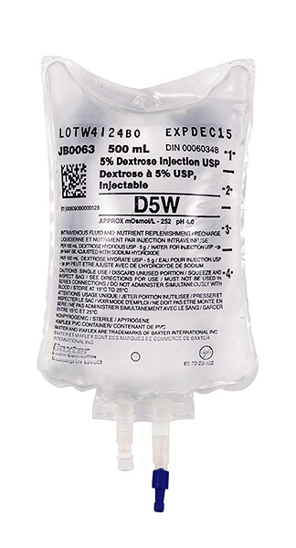 Baxter Dextrose 5% Injection Solution USP 500 mL Bag