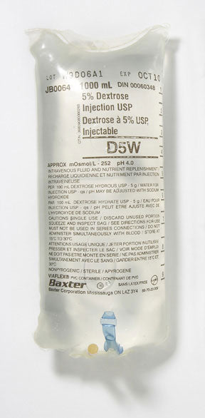Baxter Dextrose 5% Injection Solution USP 1000 mL Bag