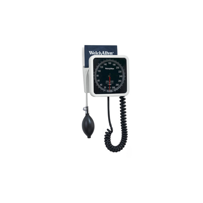 Welch Allyn 767 Wall Aneroid Sphygmomanometer, with Reusable Flexiport Adult Two Tube Cuff