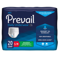 Prevail Maximum-Absorbency Incontinence Underwear for Men - S/M  28"-40"