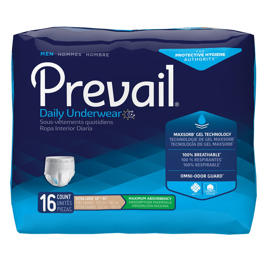 Prevail Maximum-Absorbency Incontinence Underwear for Men - XL 48"-64"