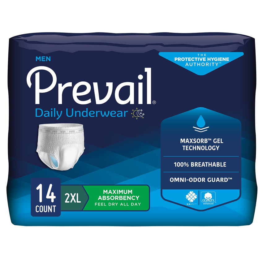 Prevail Maximum-Absorbency Incontinence Underwear for Men - 2XL 64"-80"