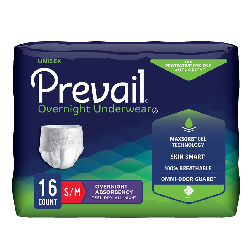 Prevail Overnight Incontinence Underwear - S/M 28"-40"
