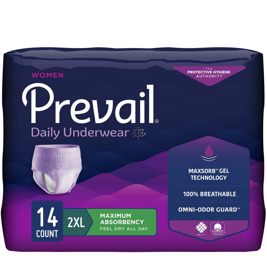 Prevail Maximum-Absorbency Incontinence Underwear for Women - 2XL 68"-80"