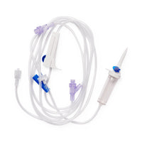 Medline IV Administration Sets with Needle-Free Y-Sites with 2 Needle-Free Ports 15 Drop 108" Long Soft Tubing