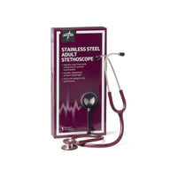 Medline Elite Dual-Head Stainless-Steel Stethoscope, 22" (56 cm); Burgundy EACH