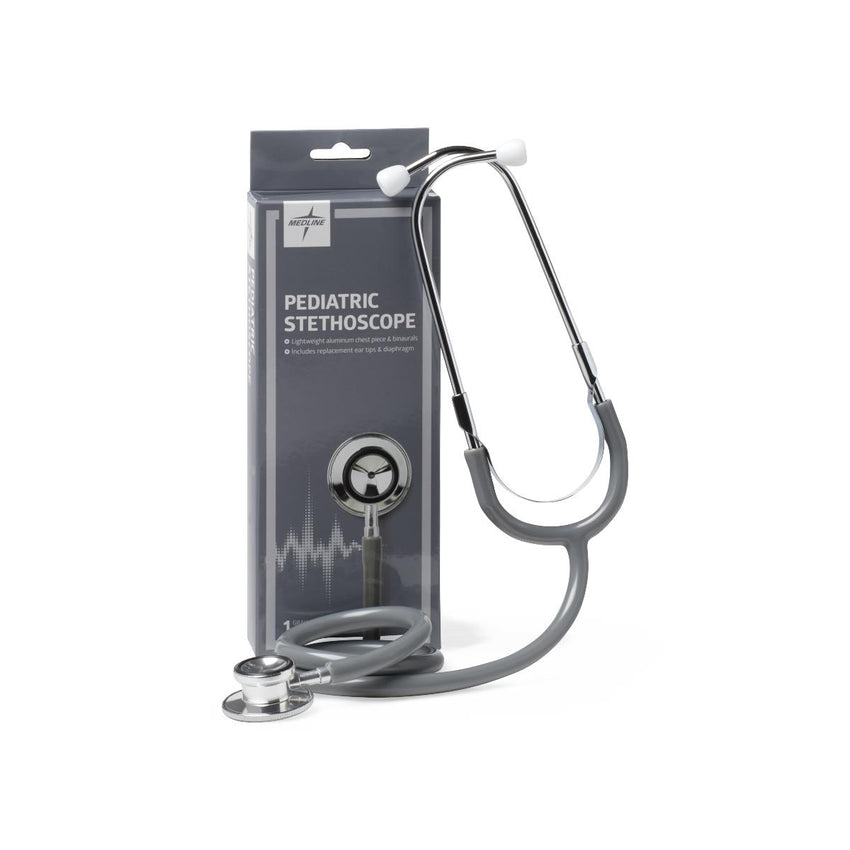 Medline Aluminum Dual-Head Pediatric Stethoscope; Gray