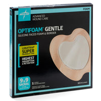 Medline Optifoam Gentle Silicone Adhesive Liquid Trap Foam Dressing with Border 8.5" x 8.5"