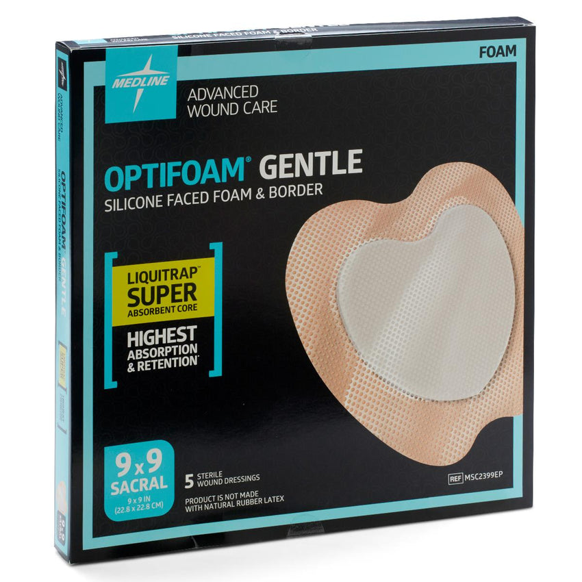 Medline Optifoam Gentle Silicone Adhesive Liquid Trap Foam Dressing with Border 8.5" x 8.5"