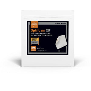 Medline Optifoam Ag Silver Non-Adhesive Foam Dressing 4" x 4"