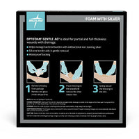 Medline Optifoam Gentle Ag Silver Silicone Adhesive Foam Dressing with Border 6" x 6"
