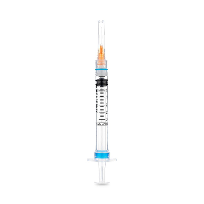 Sol-Care Snap Syringe with Fixed Safety Needle 3cc  25G x 5/8"