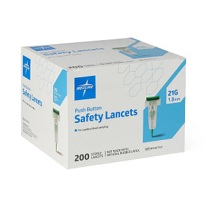 Medline Push-Button Activated Safety Blood Lancet 21 G x 1.8 mm