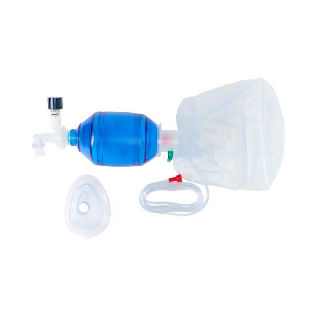 Medline Adult Bag Valve Mask (BVM) Manual Resuscitator PEEP valve 7" oxygen tubing