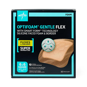Medline Optifoam Gentle Flex Silicone-Faced Foam Dressing with Border 6" x 6"