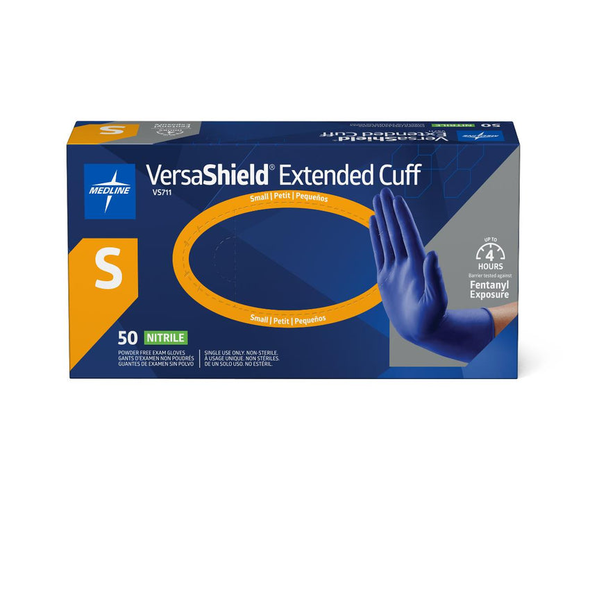 VersaShield Powder-Free Nitrile Exam Glove Extended Cuff 12" Blue - S