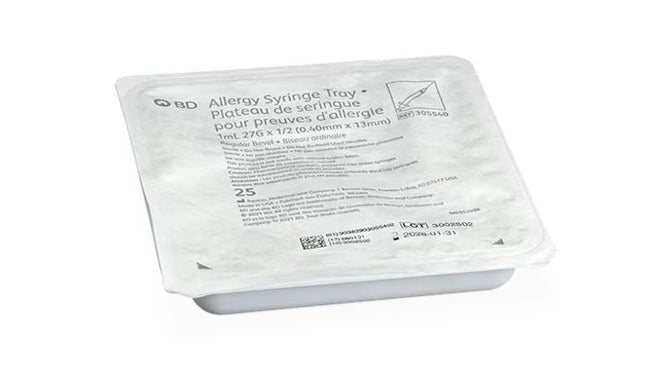 BD Allergist Tray Syringe with PrecisionGlide Needle 1cc 27 G x 1/2"