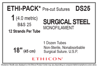Steel Ethipack Suture, Non-Sterile, Size 1, 18 in
