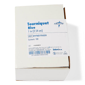 Medline Single-Use Tourniquet Latex Free Blue Rolled and Banded 1" x 18"