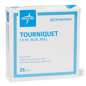 Medline Single-Use Tourniquet Latex Free Blue Perforated Roll 1" x 18"