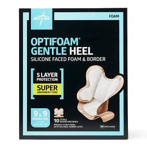 Medline Optifoam Gentle Silicone Adhesive Foam Dressing with Border Heel Shaped