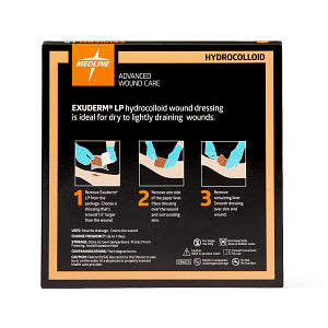 Medline Exuderm LP Low-Profile Thin Hydrocolloid Wound Dressing 6" x 6"