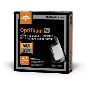 Medline Optifoam Ag Silver Adhesive Foam Dressing 4" x 4"