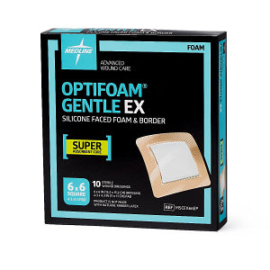 Medline Optifoam Gentle EX Silicone Adhesive Foam Dressing with Border 6" x 6"