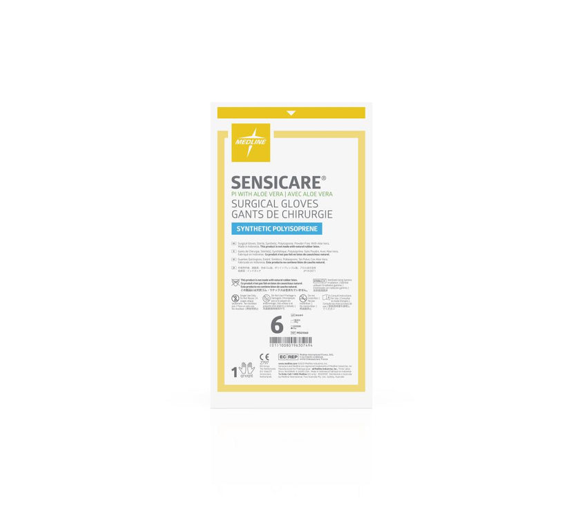 SensiCare PI Sterile Powder-Free Polyisoprene Surgical Glove with Aloe White - 6