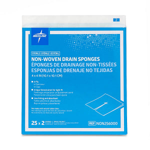 Medline Sterile Non-Woven Gauze Drain Sponge Premium 6-Ply 4" x 4"